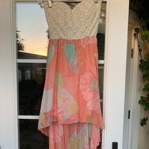 Strapless colorful high low dress